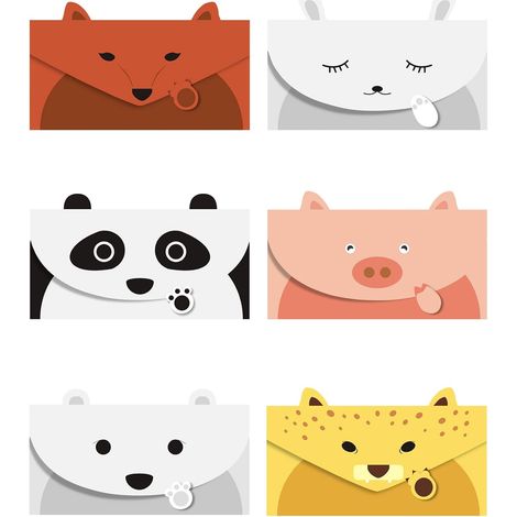 Lot de 6 feuilles de papier à lettres avec de jolis motifs d'animaux de dessin animé, pour écrire des lettres, cartes de vœux, invitations, cartes de remerciement, format 16 x 21 cm.