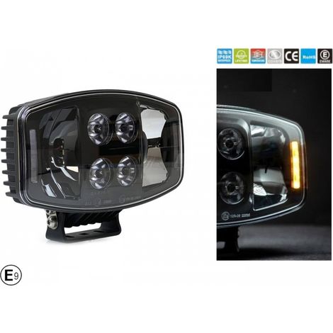 LED 90W Jumbo phare ampoule halogène 12V–24V avec DRL (feux de jour) et feu de stationnement blanc-jaune pour jeep, camion, trac