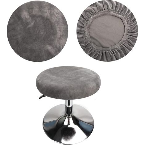 Runder Hockerbezug 30 cm, Barhockerbezug, runde Stretch-Samtärmel, waschbar, pflegeleicht, weich und langlebig (2 Stück grau)