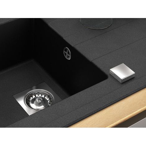 Carea Cuisine & Bain – Vidage automatique 1 bac carré chromé – Siphon et tubulure inclus – Ouverture sans contact pour cuve – Garantie 1 an