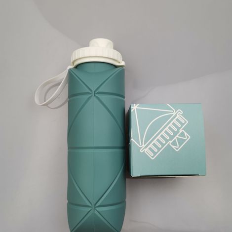 Gourde pliable en silicone, grande capacité, compacte pour randonnée et sports extérieurs, vert émeraude (1/5)