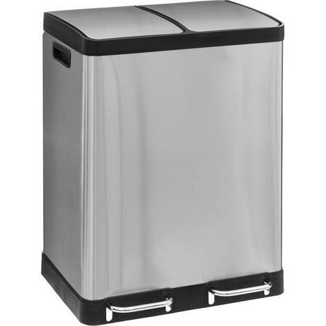 2-Kammer-Mülleimer ARIANE, Edelstahl, mit Tretpedal, 2 x 30 L (1/5)