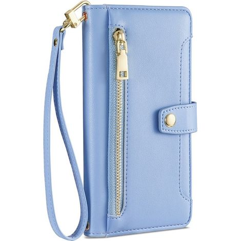 Funda tipo cartera con cremallera para Motorola Moto G73 5G, color azul. (1/5)