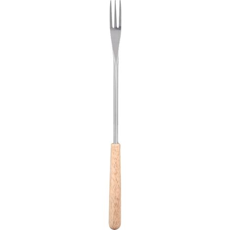 Fourchette à barbecue avec manche en bois de 26,5 cm, brochette idéale pour le camping et les pique-niques. (1/5)