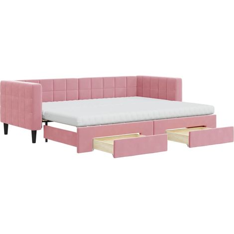 Maison Exclusive - Divano Letto Estraibile con Cassetti Rosa 80x200 cm Velluto (1/5)