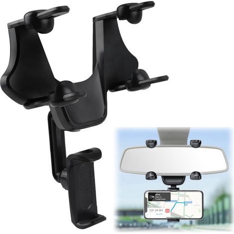 Support de téléphone pour rétroviseur de Voiture, Accroche Telephone Voiture,Attache Telephone Voiture,360° pivotant et rétractable (1/5)