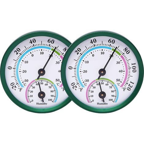 Mini thermomètre et hygromètre d'intérieur 2 en 1, moniteur de température et d'humidité pour la maison et le bureau (vert - 2 pièces)