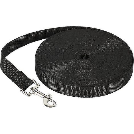 Laisse pour chien de 30 m, laisse de pistage extérieure pour grands chiens - 12 m x 1,5 cm - Noire (1/5)