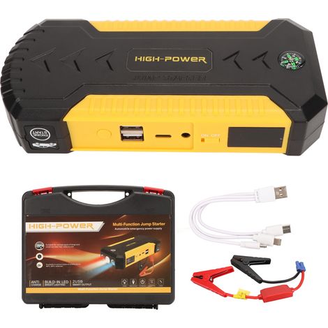 Démarreur de voiture 12000mAh 1000A, batterie portable avec port Type C et USB 2.0, lampe LED et boussole, pour véhicule 12V. (1/5)