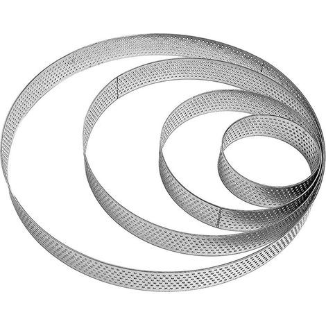 4 pcs Cercle à Tarte en Acier Inoxydable, Anneaux Perforés 6-20 cm, Moules à Gâteau Ronds pour Pâtisserie Maison