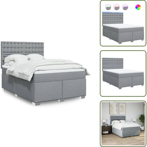 Sommier à lattes de lit avec matelas Gris clair 160x200cm Tissu - Sommier À Lattes De Lit - Sommiers À Lattes De Lit - Lit - Meuble De Chambre À Coucher (1/5)