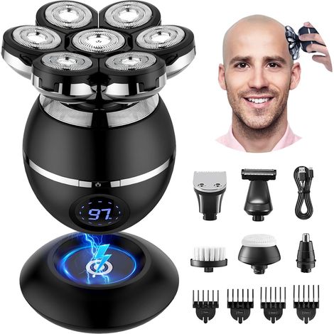 1 Rasoir Électrique Homme, 7D Têtes Flottantes, Moteur 10000RPM, Étanche IPX7, Humide Sec, Avec Écran LED (1/5)