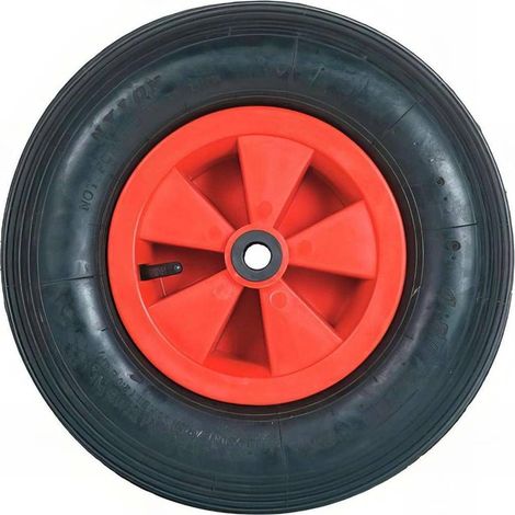 Roue Gonflable 400x105 mm - Axe 20 mm - Roulement à Aiguille - Idéale pour Chariots et Remorques - D-Work
