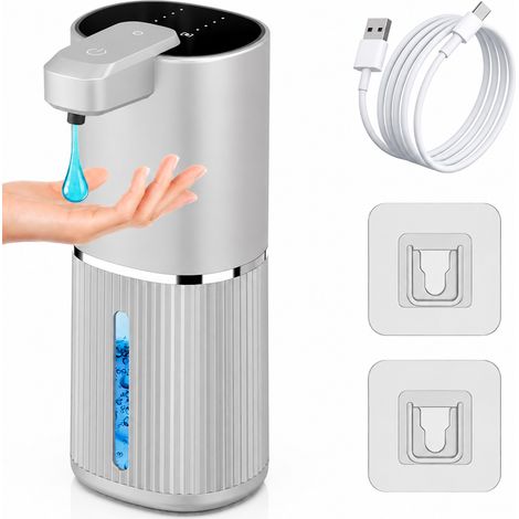 Distributeur de savon liquide automatique mural K1 argenté à rayures verticales IPX5 k1 argent réf 1048 10,3 × 8,3 × 20,3 cm 380 g – Livraison gratuite