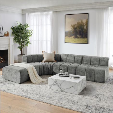 Canapé d'angle modulable 4 places gris OKMYHOME (1/5)