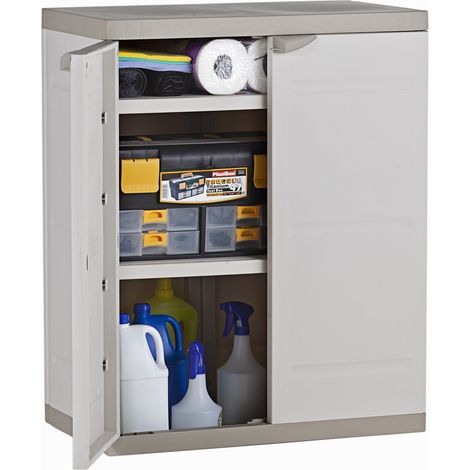 ARMARIO MEDIA ALTURA 2 ESTANTES BEIGE 70x41x88 CM (1/6)