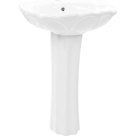 Lavabo autoportant avec socle Céramique Blanc 580x510x200 mm