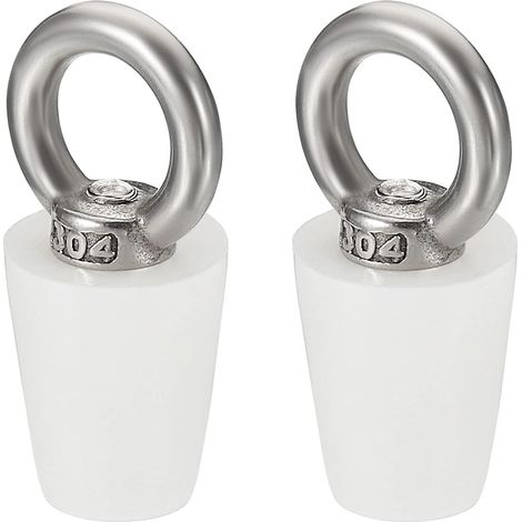 Bouchon Conique Bouchon en Caoutchouc de Silicone 11.5mm à 15.5mm Bouchon de Baignoire Solide avec Anneau pour Tubes à Essai, Conduite d'Eau, Trou de Drainage, Blanc 2 Pièces (1/5)