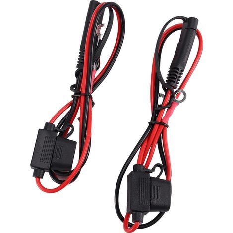 Chargeur de batterie moto (2 pièces) avec câble de charge SAE, connecteur rapide SAE et borne annulaire 12 V