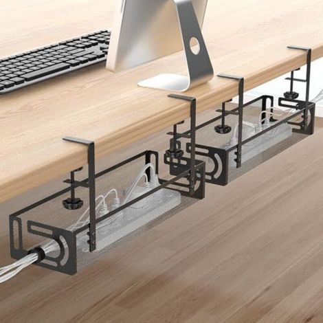 Plateau de gestion des câbles pour le bureau, sans perçage, plateau de câbles avec pince pour la gestion des câbles de bureau, boîte de gestion des câbles de bureau pour le bureau, la (1/4)