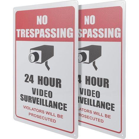 Lot de 2 panneaux de surveillance vintage en métal signalant (1/5)