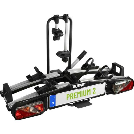 Eufab – Porte-vélos pliable et basculant pour 2 vélos – Charge maximale 60 kg – Fixation rapide sur boule d'attelage – Dimensions plié 30x67x54 cm (1/5)