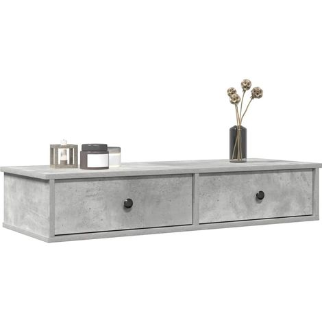 Wandregal mit Schubladen Betongrau 100x37,5x19 cm Holzwerkstoff