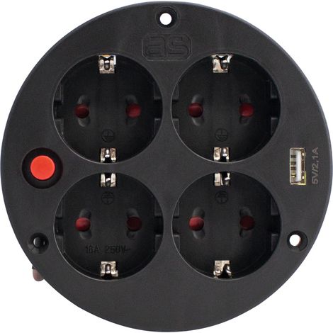 insert de prises pour enrouleur de câble, 4 prises avec terre, port USB, intérieur IP20, interrupteur thermique, 230 V 16 A (1/5)