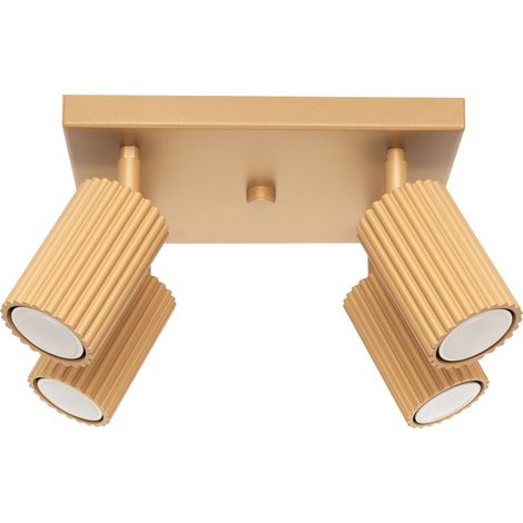 Plafonnier carré doré 25cm 4 spots orientables GU10 (1/5)
