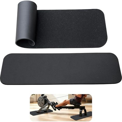 Set of 2 Protective Floor Mats for Fitness Rowing Machine Non-Slip Noise-Proof Waterproof Under Sports Mats for Elliptical Trainer PVC Silicone 25 x 80 cm (1/3)