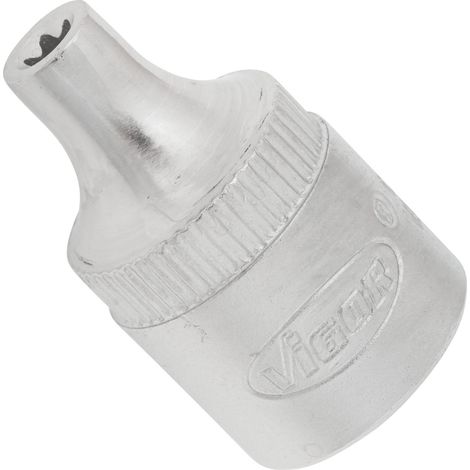 VIGOR Innenvierkant Antrieb 10 = 3/8 Zoll TX Steckschlüssel-Einsatz Außen TX Profil V2724 Vierkant hohl 10 mm (3/8 Zoll) Außen TX Profil E 4 Gesamtlänge: 28 mm (1/3)