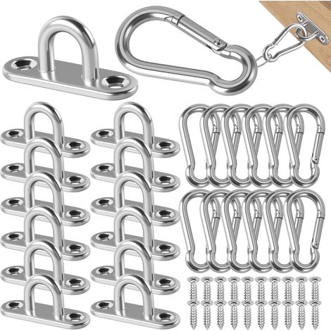 Kit de 40 Modèle Petit Pontet Inox Crochet Plafond Inox Avec Anneau Mural (1/5)