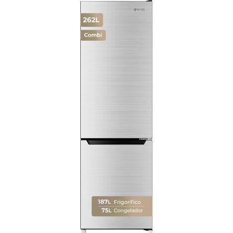 Frigorífico Combi EVVO F51X, 187 l + 75 l, Inox, Bajo consumo