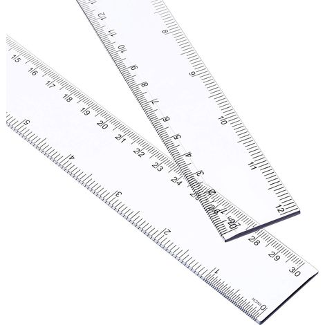 Set di 2 righelli dritti in plastica da 15 cm, 30 cm Accessorio di misurazione - Trasparente (1/4)