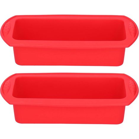 Silicone Cake Mold, 2 Pack, 2lb Rectangular Loaf Pan for Baking, Non-Flexible (1/5)
