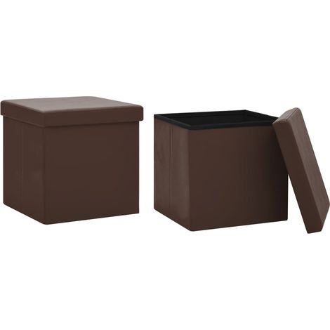 Maison Exclusive - Sgabelli con Contenitore Pieghevoli 2 pz Marroni in PVC