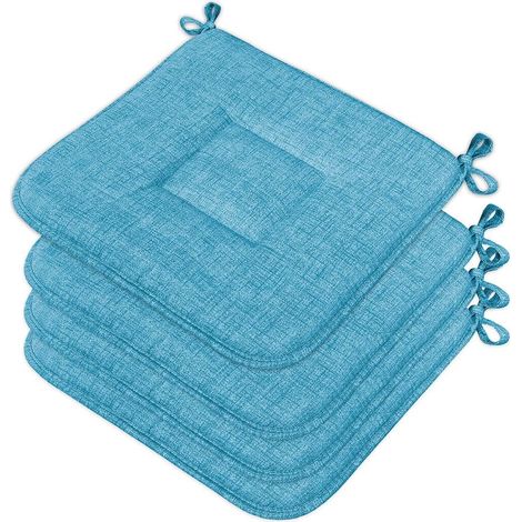 Set 4 Cuscini Sedia Cotone Morbidi Lavabili Universali Coprisedia Cucina Colore Pastello - Blu