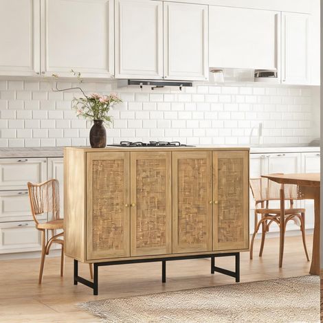 Buffet coloris bois en panneau de particules 140 x 39,5 x 80 cm (1/5)