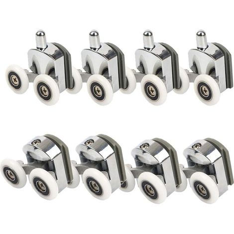 Roulettes de porte de douche, Roulettes de porte de douche 23mm Roulettes de curseur Poulies 8PCS Diamètre de la porte de douche Haut Bas Pièces de rechange de salle de bain (1/4)