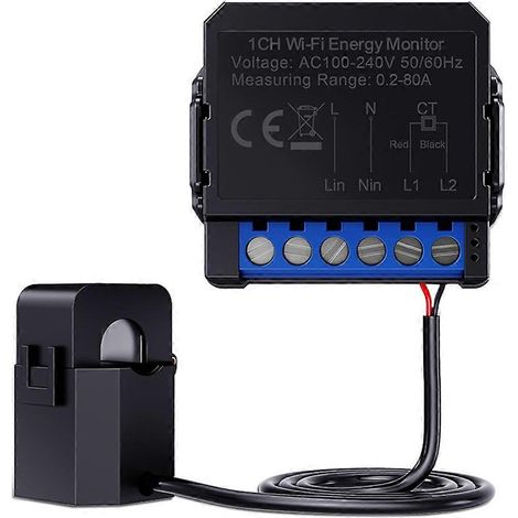 Compteur d'énergie Tuya WiFi 80 A avec pince ampèremétrique pour transformateur de courant (1/4)