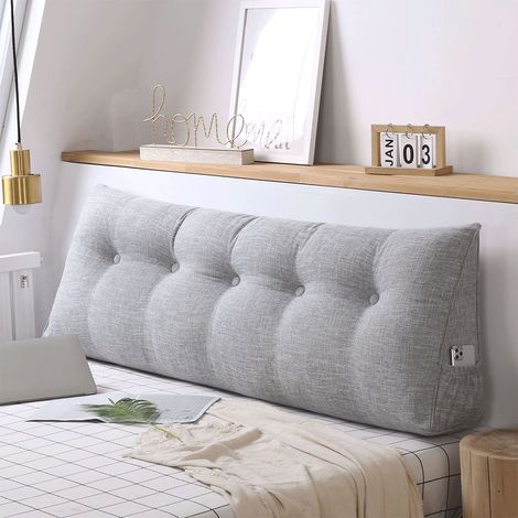 Hofuton Coussin de Lecture, Coussin Tête, Doux et Confortable, Coussin Dossier Canapé, Coussin Lombaire Triangulaire, Oreiller de Lecture, Support de Positionnement, Gris, 160cm (1/5)