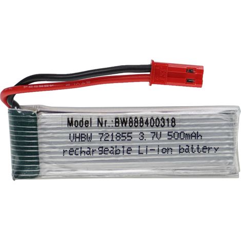 vhbw Battery compatible with BEC Plug for Model Making Device e.g. Racing Car, Helicopter (500mAh, 3.7 V, Li-polymer, 57 x 17 x 8 mm) (1/3)