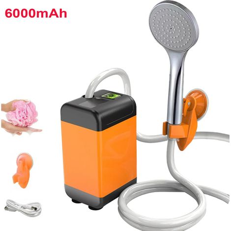 (6000 mAh Type 2) Pompe de douche de camping extérieure avec affichage numérique intelligent, pommeau de douche électrique portable pour abreuver les animaux domestiques (1/4)