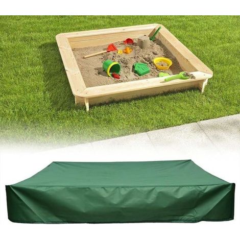 120cmx120cm Housse Bac à Sable Couverture Anti-poussière étanche Carré Auvent Abri Tissu Vert