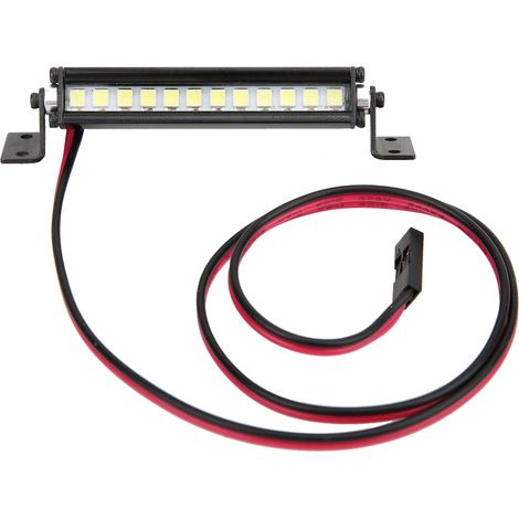 Accessoire pour voiture RC : mini barre lumineuse LED 12 LED pour toit, compatible avec TRX-4 SCX10 1/10 4WD Crawler (noir).