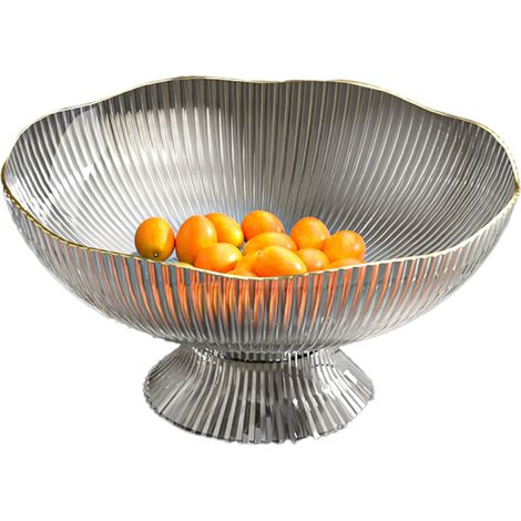 Assiette à fruits en plastique gris avec trou d'écoulement, base amovible, plateau de service pour salon, table basse, bonbons et snacks (1/5)