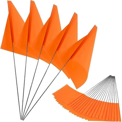 Lot de 100 drapeaux de signalisation orange fluorescent, 15 x 4 x 5 pouces (38 x 10 x 13 cm) (1/5)