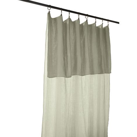 Rideau LYDIE Gaze de coton longueur ajustable + 8 anneaux Vert