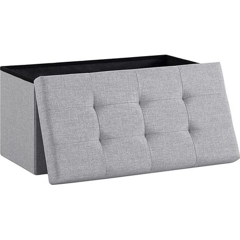 Klappbare Kommode mit Sitzbank und Aufbewahrungsbox aus Polyester – 76 x 38 x 38 cm – Hellgrau
