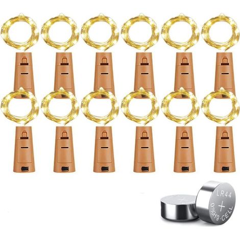 Lot de 12 Guirlande Lumineuse pour Bouteille, 20 LED Bouteille En Liège Blanc Chaud, Avec Fil de Cuivre Guirland Led Pile, Guirlande Bouteille pour Bouteille de Vin, Décoration de Noël, Fête, de Maria (1/5)